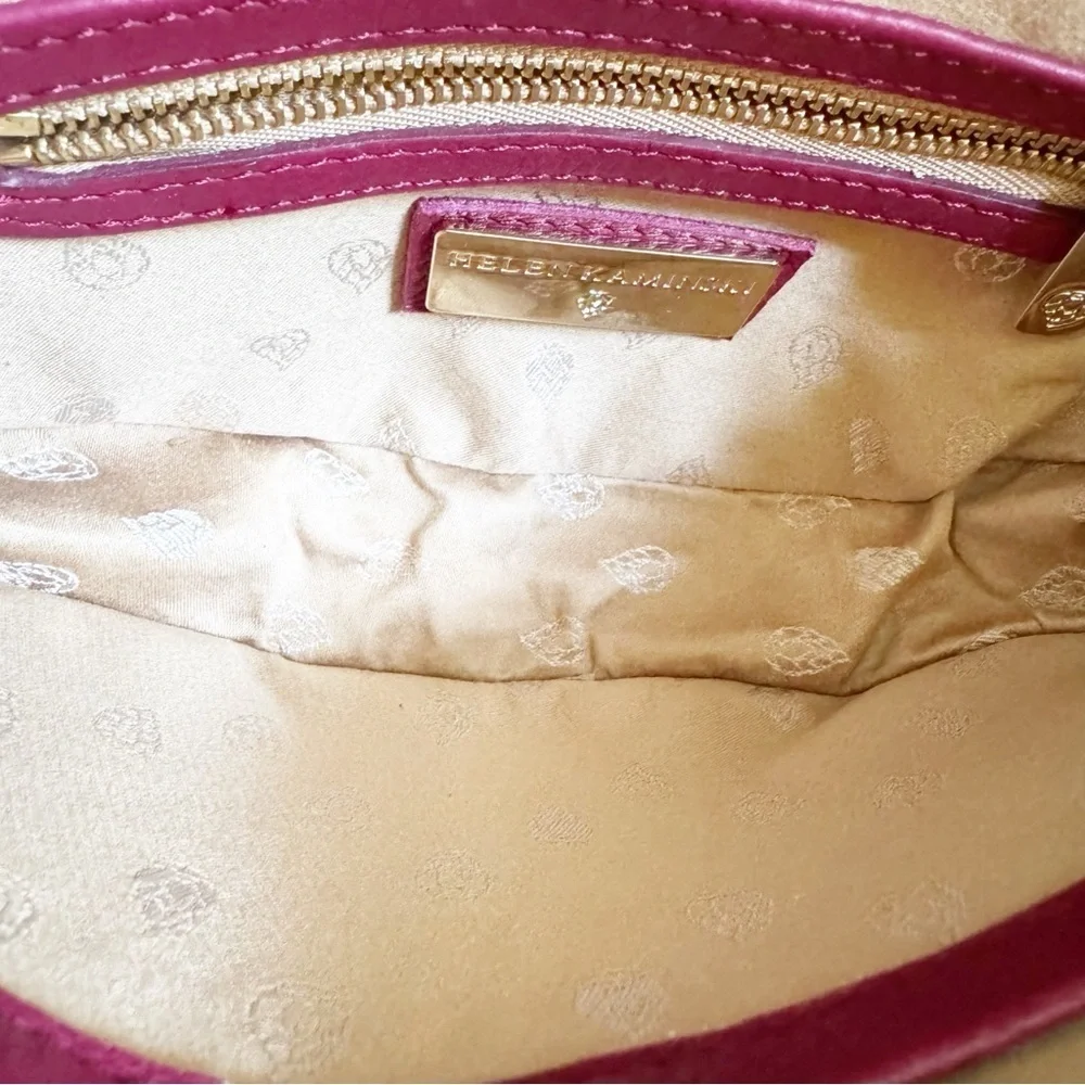 Helen Kaminski Raffia and Leather Shoulder Bag Raspberry